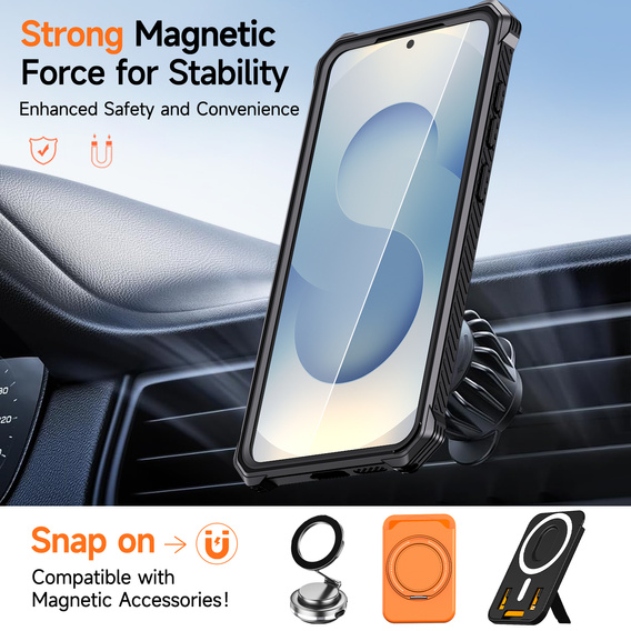 Захисний чохол із підставкою, сумісний із MagSafe, для Samsung Galaxy S25 FE