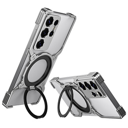 Чохол для Samsung Galaxy S25 Ultra, Kickstand Bumper, з кришкою об'єктива, для MagSafe, сріблястий