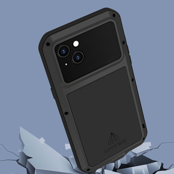 Чехол Love Mei до iPhone 14, armored with glass, чёрный
