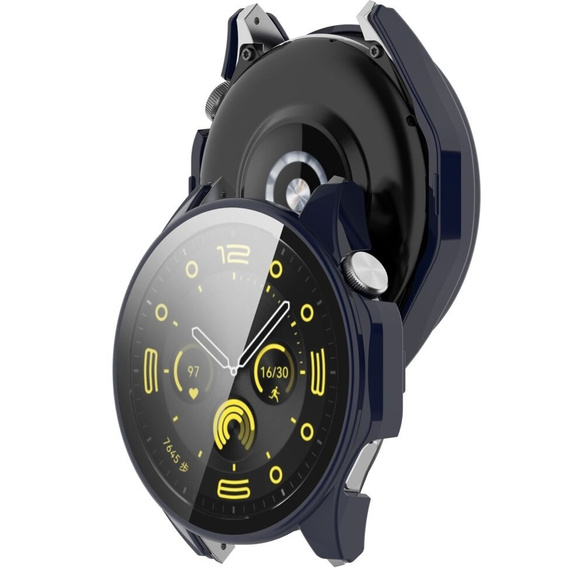 Чехол 2 в 1 + закаленное стекло для Huawei Watch GT 4 46mm, темно-синий