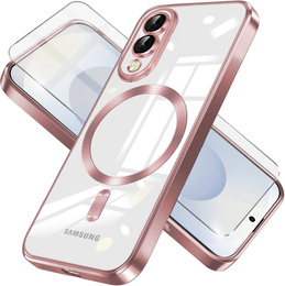 Чехол для Samsung Galaxy S25 Edge, Electro MagSafe, розовый rose gold + стекло для экрана