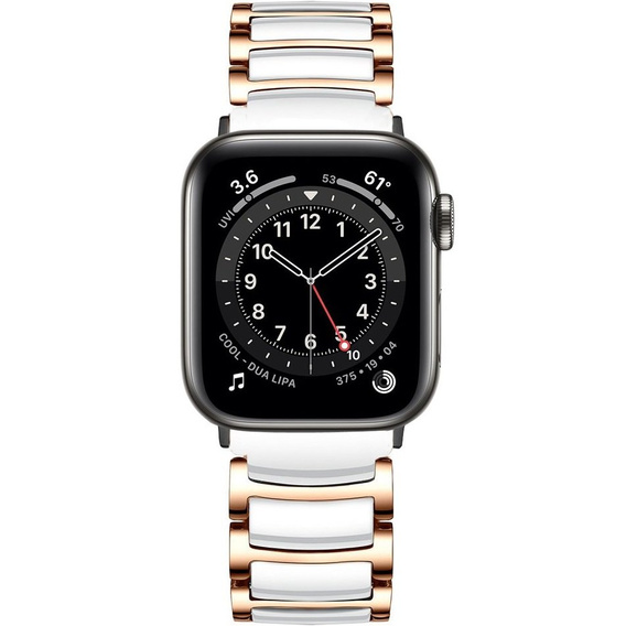 Браслет Stainless до Apple Watch 1/2/3/4/5/6/7/SE 38/40MM - Rose Gold/White