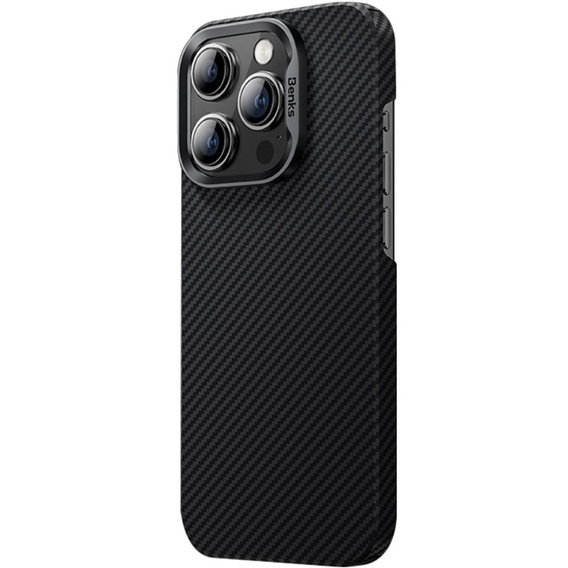 Чехол BENKS Kevlar для iPhone 15 Plus, углеродное волокно, чёрный