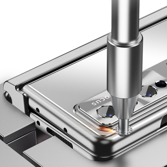 Чехол со стеклом для Samsung Galaxy Z Fold 4 5G, Premium Alloy, Silver