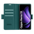 Чохол для Oppo Reno 13, ERBORD Glossy Litchi, гаманець з клапаном, зелений