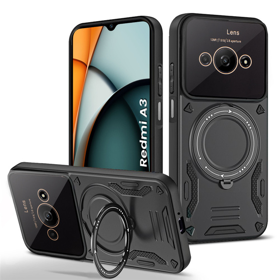 Броньований чохол для Xiaomi Redmi A3, Magnetic Ring, чорний