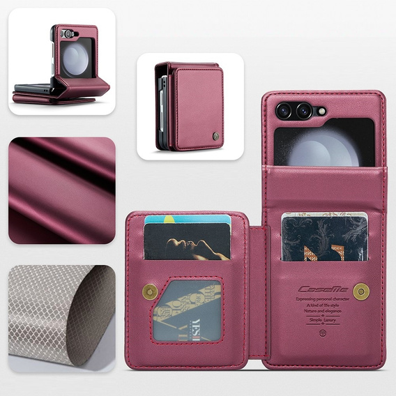 CASEME флип-кейс для Samsung Galaxy Z Flip5 5G, Litchi Wallet, красный