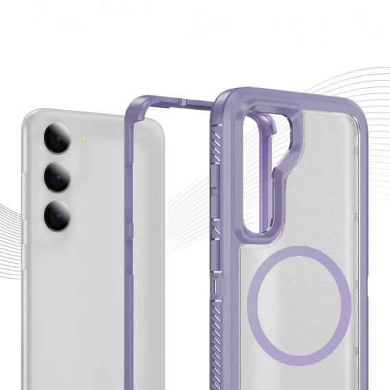 Чохол з рамкою для Samsung Galaxy S23 FE, для MagSafe, прозорий / фіолетовий