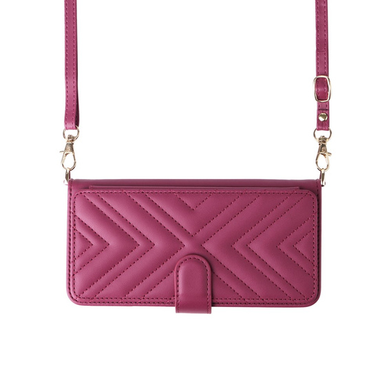 Флип-кейс Crossbody Leather Wallet для Realme 14 Pro+ 5G, тёмно-розовый