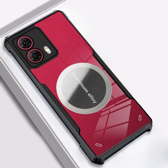 Чехол для Motorola Moto G85, с магнитной пластиной, прозрачный / черный