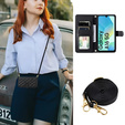 чехол-крышка для Samsung Galaxy A16, Rhombus Crossbody Leather, чёрный
