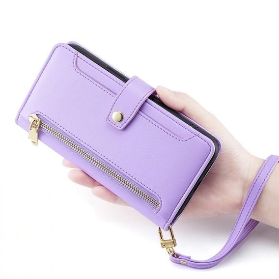 Откидной чехол для Oppo Reno 13, Wallet Zipper Pocket, фиолетовый