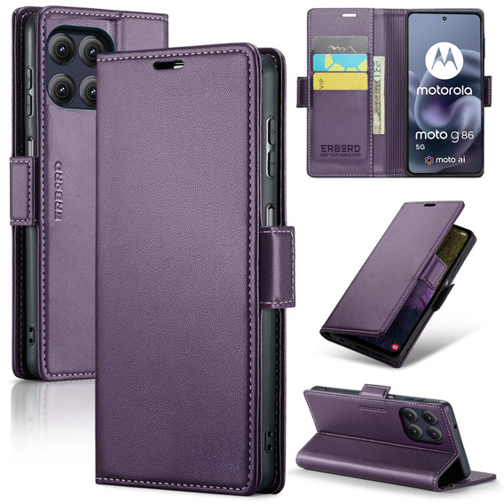 ERBORD Глянцевий гаманець Litchi з клапаном для Motorola Moto G86 5G / G86 Power 5G