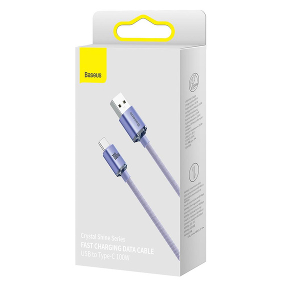 Кабель USB-A – USB-C 2 м 100 Вт Baseus Crystal Shine