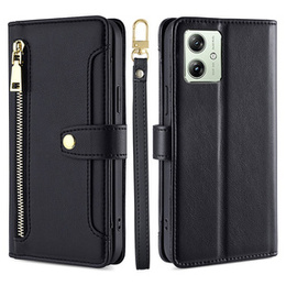 Откидной чехол для Motorola Moto G54 5G, Wallet Zipper Pocket, чёрный