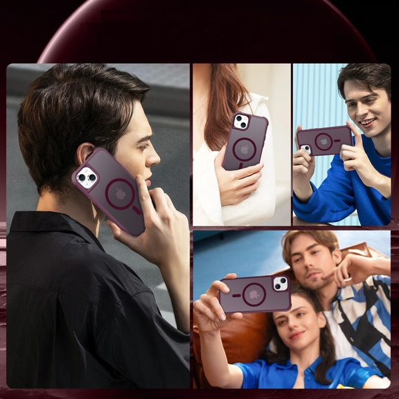 Магнітний чохол Magsafe для iPhone 15 Plus, бордовий