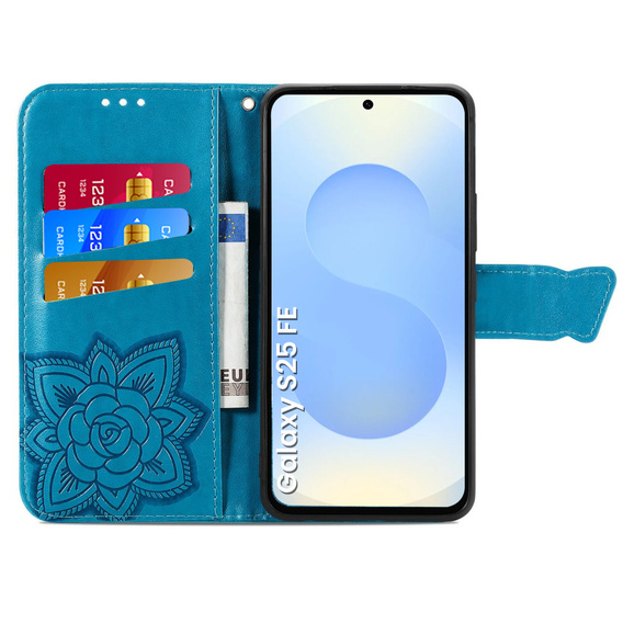 Откидной чехол для Samsung Galaxy S25 FE, Butterfly, синий
