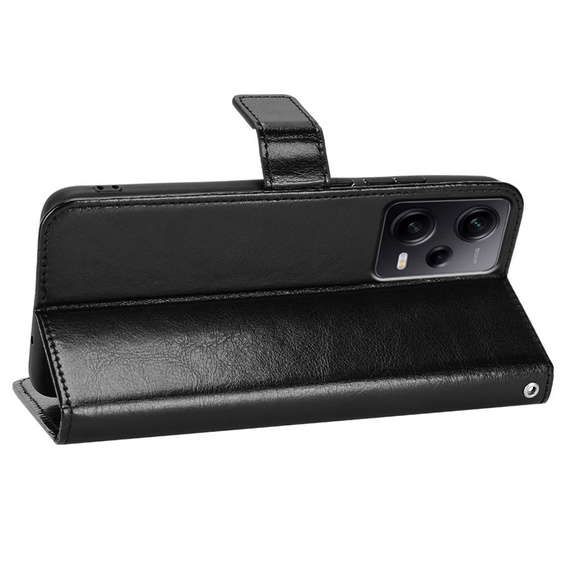 Откидной чехол для Xiaomi Redmi Note 12 Pro+ 5G, Crazy Horse Wallet, чёрный