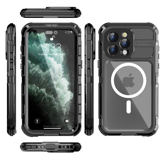 Водонепроникний чохол IP68 для iPhone 15 Pro, SHELLBOX MagSafe, чорний