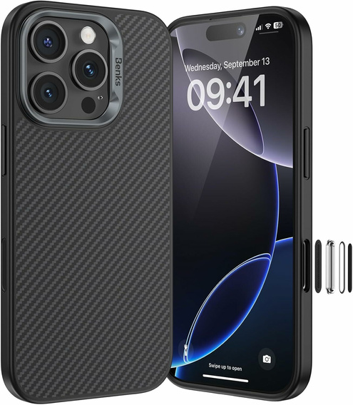Чохол BENKS Kevlar Armor PRO Carbon Fiber 600D D065 для MagSafe для iPhone 16 Pro