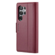 Чехол для Samsung Galaxy S25 Ultra, ERBORD Glossy Litchi, кошелек с клапаном, красный