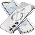 Чохол для Samsung Galaxy S25, Electro MagSafe, сріблястий + Скло на екран