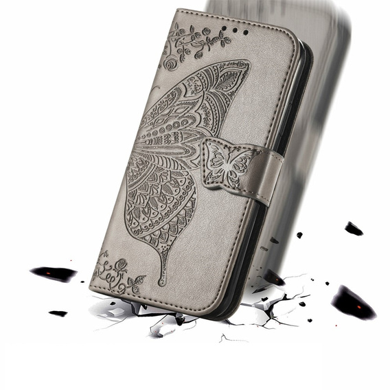 Чохол-книжка для Motorola Moto G24 / G24 Power / G04, Butterfly, сірий