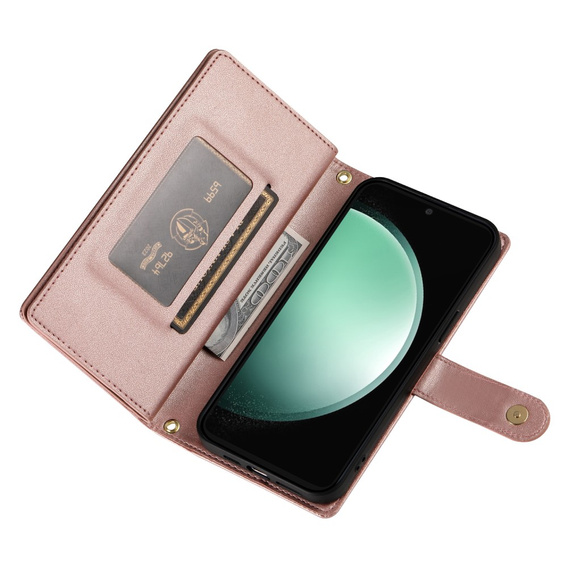 Чохол-книжка для Samsung Galaxy S24 FE, Wallet Zipper Pocket, рожевий