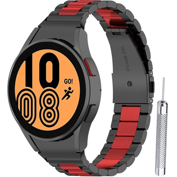 Браслет Stainless для  Samsung Galaxy Watch 4 / 4 Classic - Black/Red