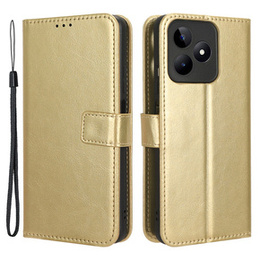 Откидной чехол для Realme Note 50, Crazy Horse Wallet, золотой
