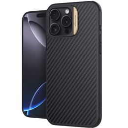 Чехол для iPhone 16 Pro, бронированный Nillkin, Carbon Fiber, для Magsafe, золотой