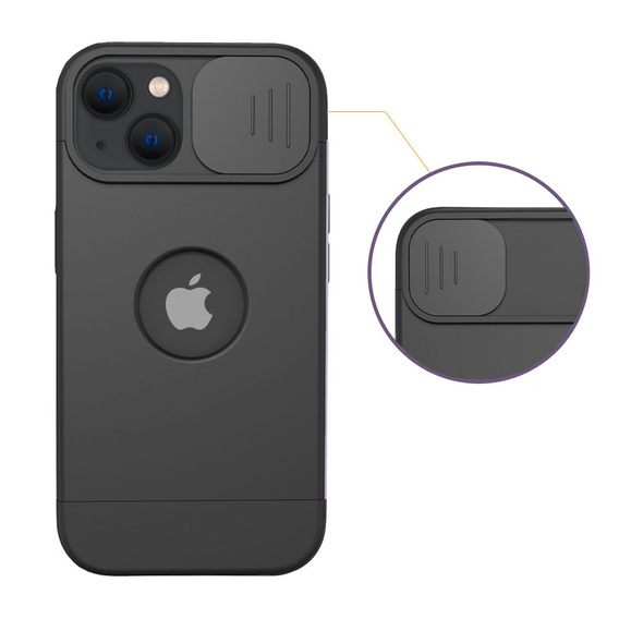 Чохол ERBORD MagSafe Cam Slider, чорний + скло для екрану для iPhone 13 / iPhone 14