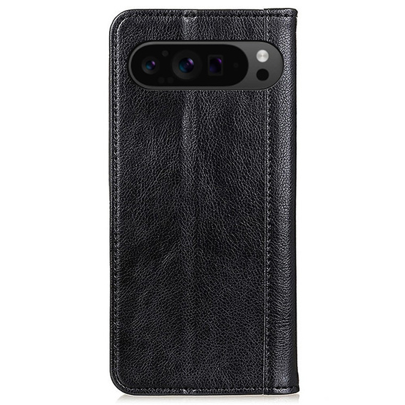 Чехол с клапаном для Google Pixel 10 Pro XL / 9 Pro XL, с карманом, кожа, черный