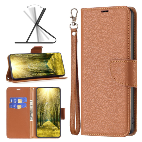 Чохол-книжка для Samsung Galaxy A25 5G, Wallet Litchi Leather, коричневий + скло 9H 