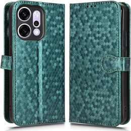 Чехол с откидной крышкой для Oppo Reno 14, Wallet Rhombus, зеленый