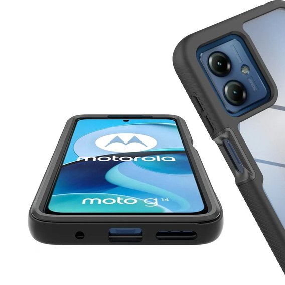 Чехол для Motorola Moto E14 / G24 / G04, Shockproof, с пленкой, чёрный
