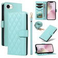 чехол-крышка для iPhone 16E, Rhombus Crossbody Leather, зелёный