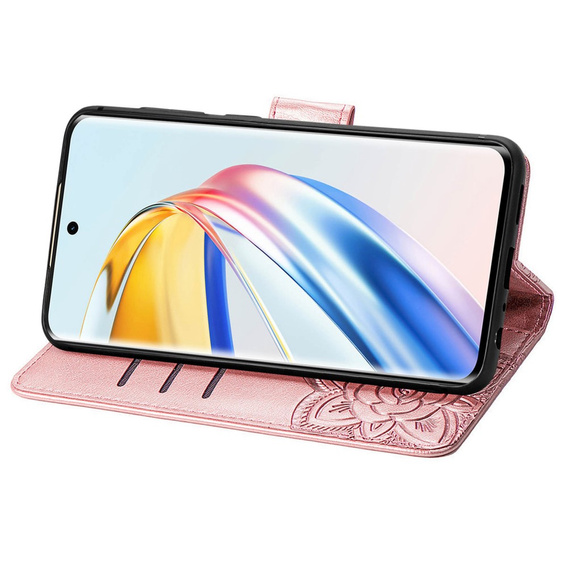 Чохол-книжка для Honor Magic 6 Lite 5G, Butterfly, рожевий rose gold