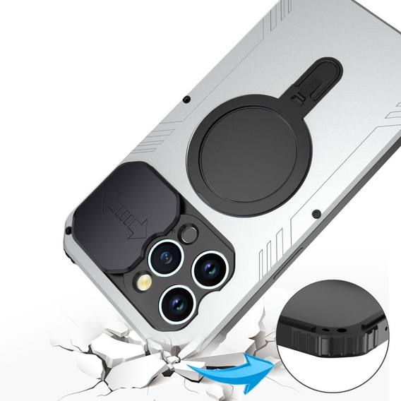 Чохол для iPhone 15 Pro Max, DefenderMag, сріблястий