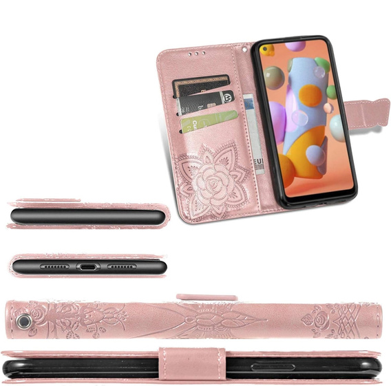 Откидной чехол для Oppo A40 / Oppo A40m, Butterfly, розовый rose gold
