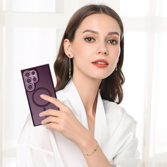 Чохол для Samsung Galaxy S25 Ultra, для MagSafe, ERBORD Matt Case, бордовий + захисне скло