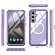 Чохол для Samsung Galaxy S25, Shockproof, зі склом, для MagSafe, фіолетовий