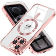 Чехол для iPhone 12 Pro, Electro MagSafe, розовый + стекло для экрана