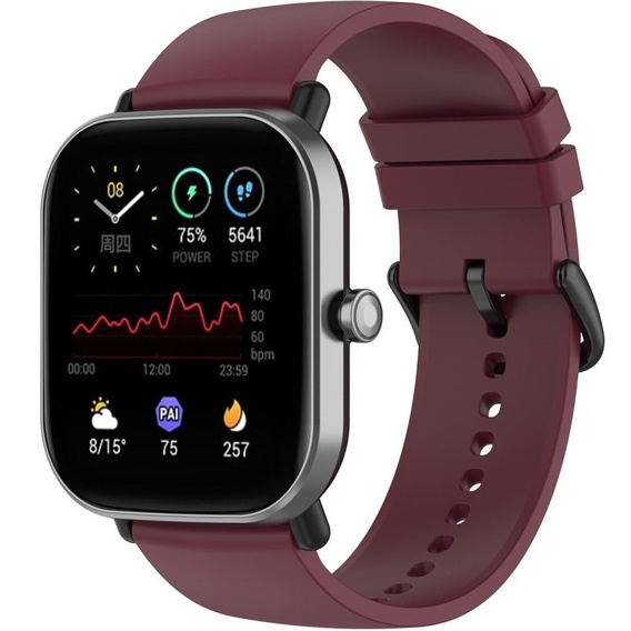 Силиконовый ремешок 20mm, Wine Red/Black Buckle