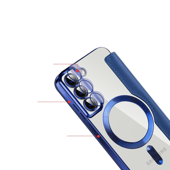 Откидной чехол для Samsung Galaxy S22 5G, RFID Wallet MagSafe CamShield, темно-синий