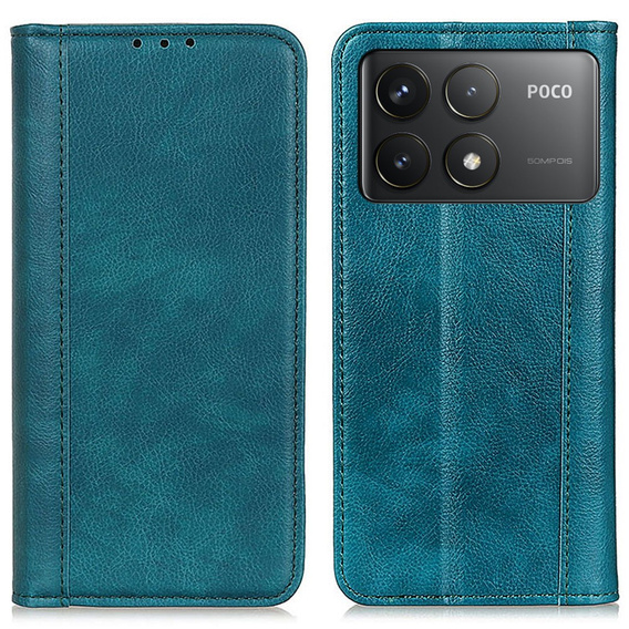 Флип-кейс для Xiaomi Poco F6 Pro, Split Leather, зелёный