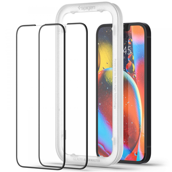 Загартоване скло з монтажною рамкою SPIGEN Alm Glass FC iPhone 13 / 13 Pro / 14, Black (2 шт.)