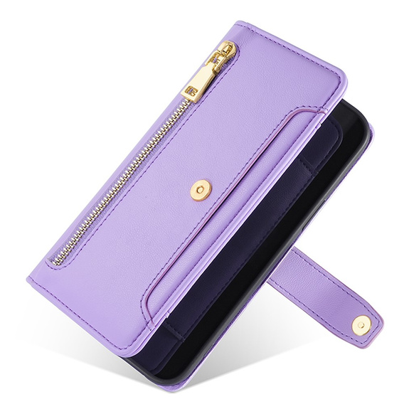 Откидной чехол для Honor Magic5 Lite, Wallet Zipper Pocket, фиолетовый