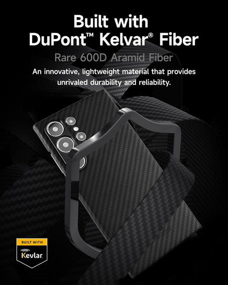 Чехол для Samsung Galaxy S24 Ultra, ERBORD Full Kevlar, для MagSafe, чёрный