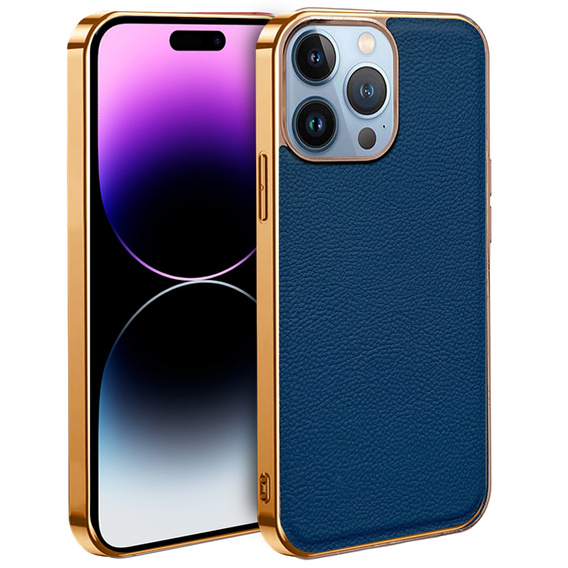 Чехол до iPhone 13 Pro, Cowhide Leather, синий